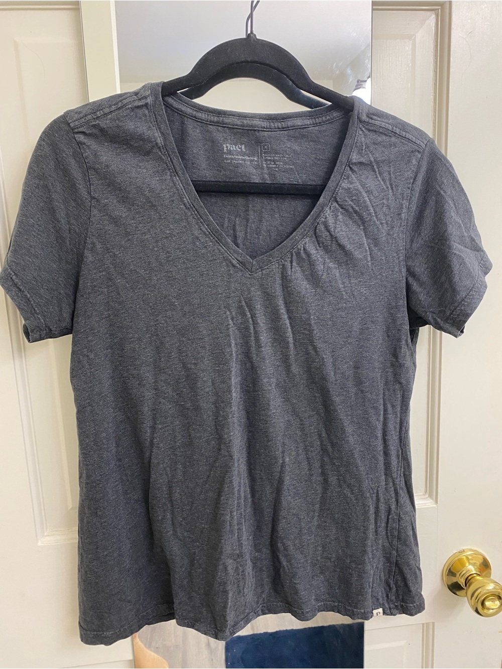 Pact Women's V-Neck Short Sleeve Tee — Charcoal